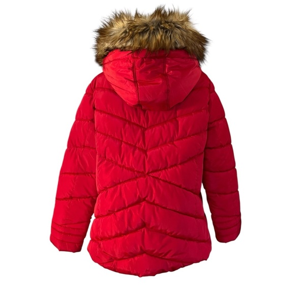 Madden Girl Red Puffer Jacket Faux Fur Hood XXL Juniors | Winter Cozy Chic - Picture 5 of 16